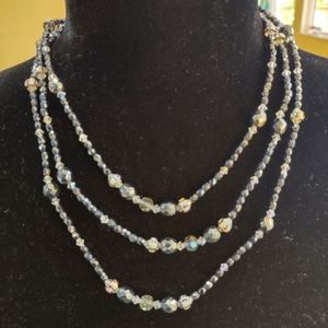 Crystalare vintage long layering beaded necklace
